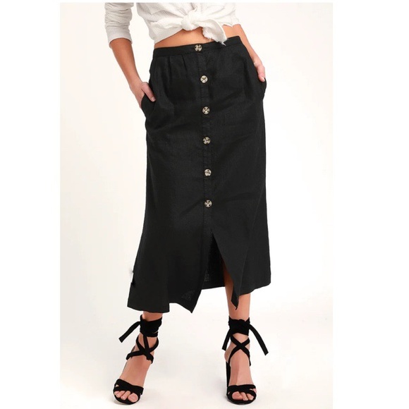 Rhythm. Dresses & Skirts - Rhythm Amalfi Washed Black Button-Up Midi Skirt